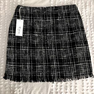 Plaid Tartan Frayed Pencil Mini Skirt Fall / Winter
